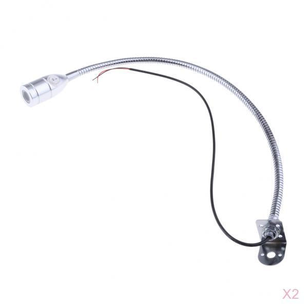 2x12V Gooseneck LED Bedside Reading Lamp Headboard Wall Surface Mount Silver