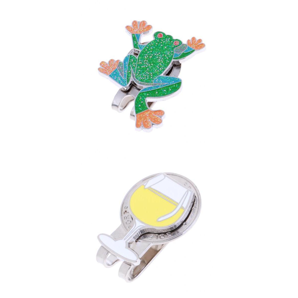 2 Golf Cap Clip Putt Ball Marker for Golf Hat Visor Golfer Gift Winecup Frog