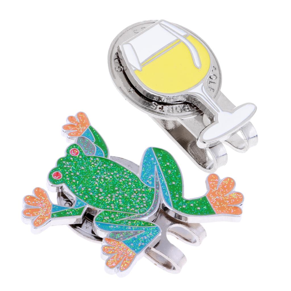 2 Golf Cap Clip Putt Ball Marker for Golf Hat Visor Golfer Gift Winecup Frog