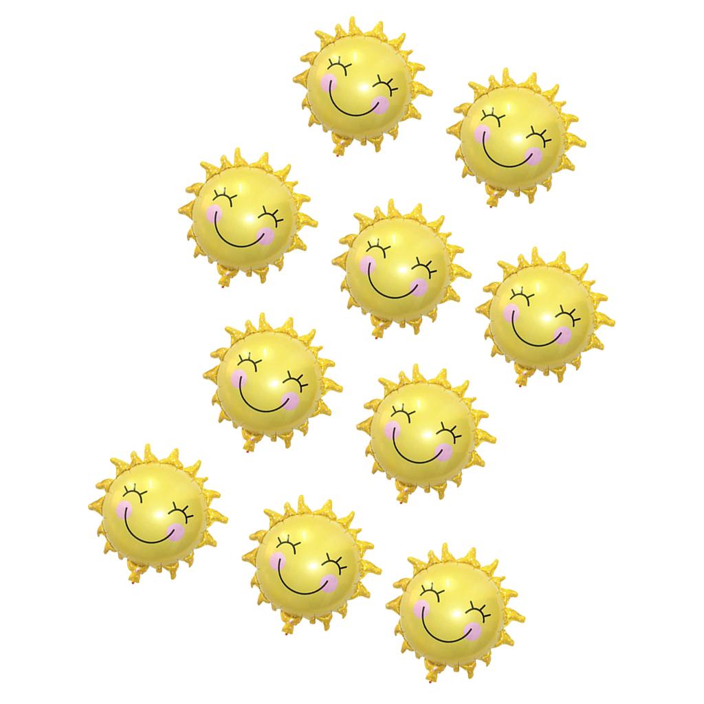 10pcs Funny Smiling Sunshine Sun Foil Balloons Wedding Birthday Party Decor
