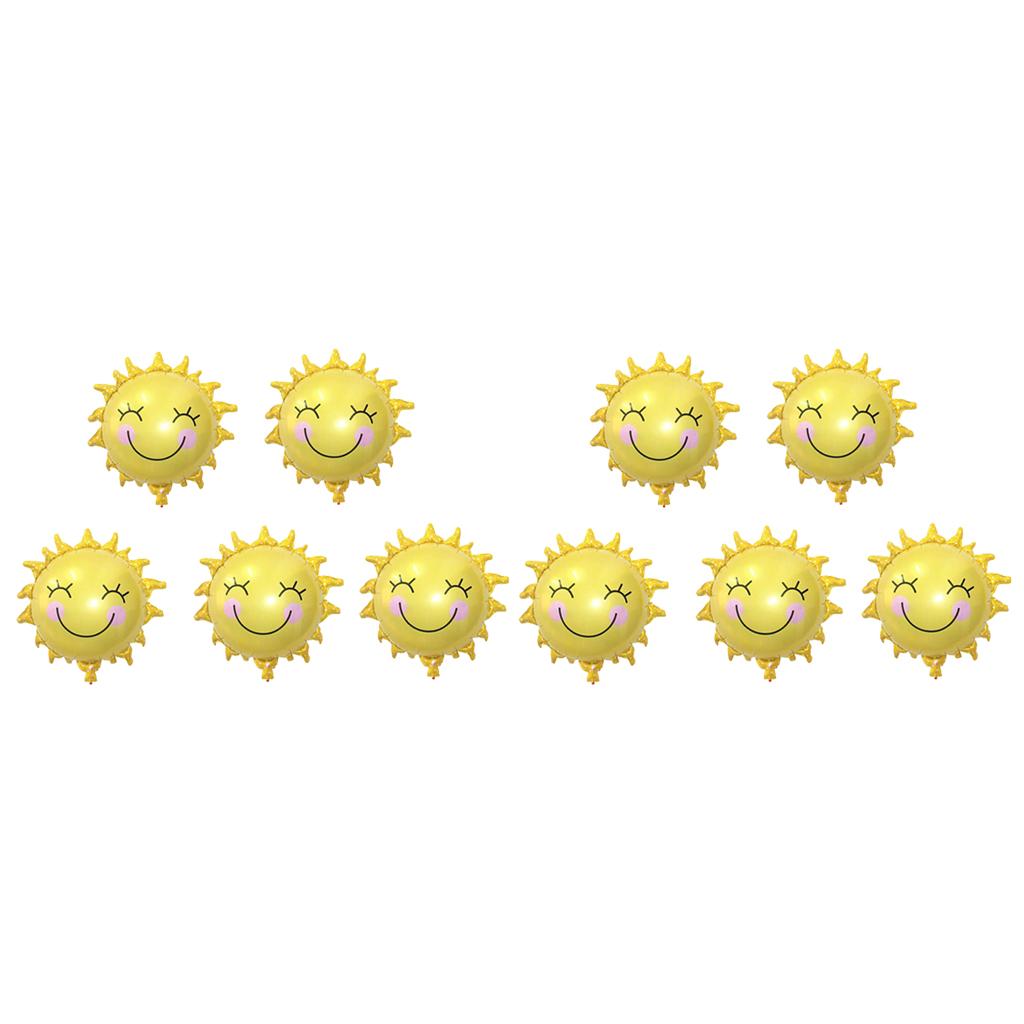 10pcs Funny Smiling Sunshine Sun Foil Balloons Wedding Birthday Party Decor