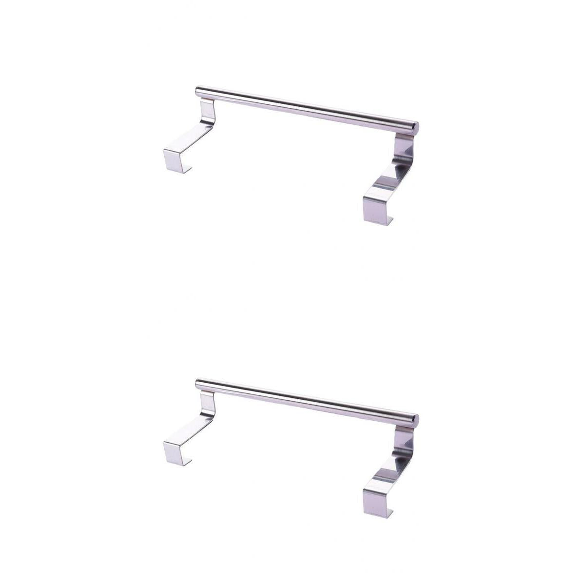 2Pcs Towel Rail Bar Holder Kitchen Over the Door Cabinet Storage Hanger Hook