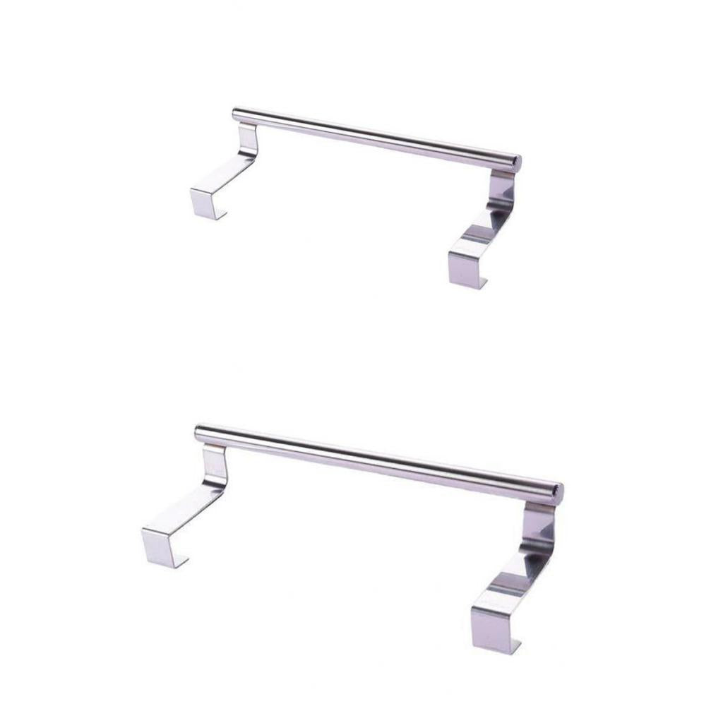 2Pcs Towel Rail Bar Holder Kitchen Over the Door Cabinet Storage Hanger Hook