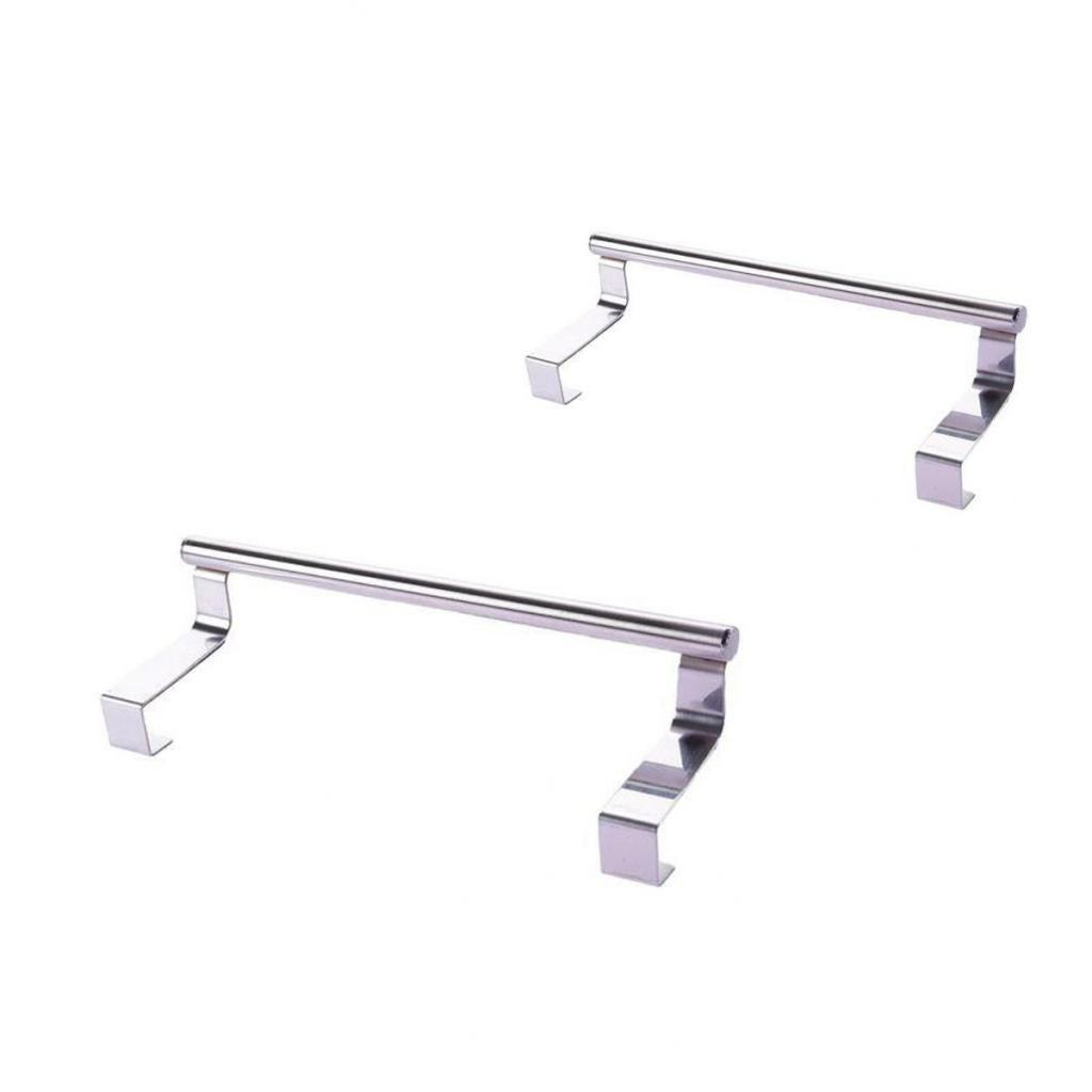 2Pcs Towel Rail Bar Holder Kitchen Over the Door Cabinet Storage Hanger Hook