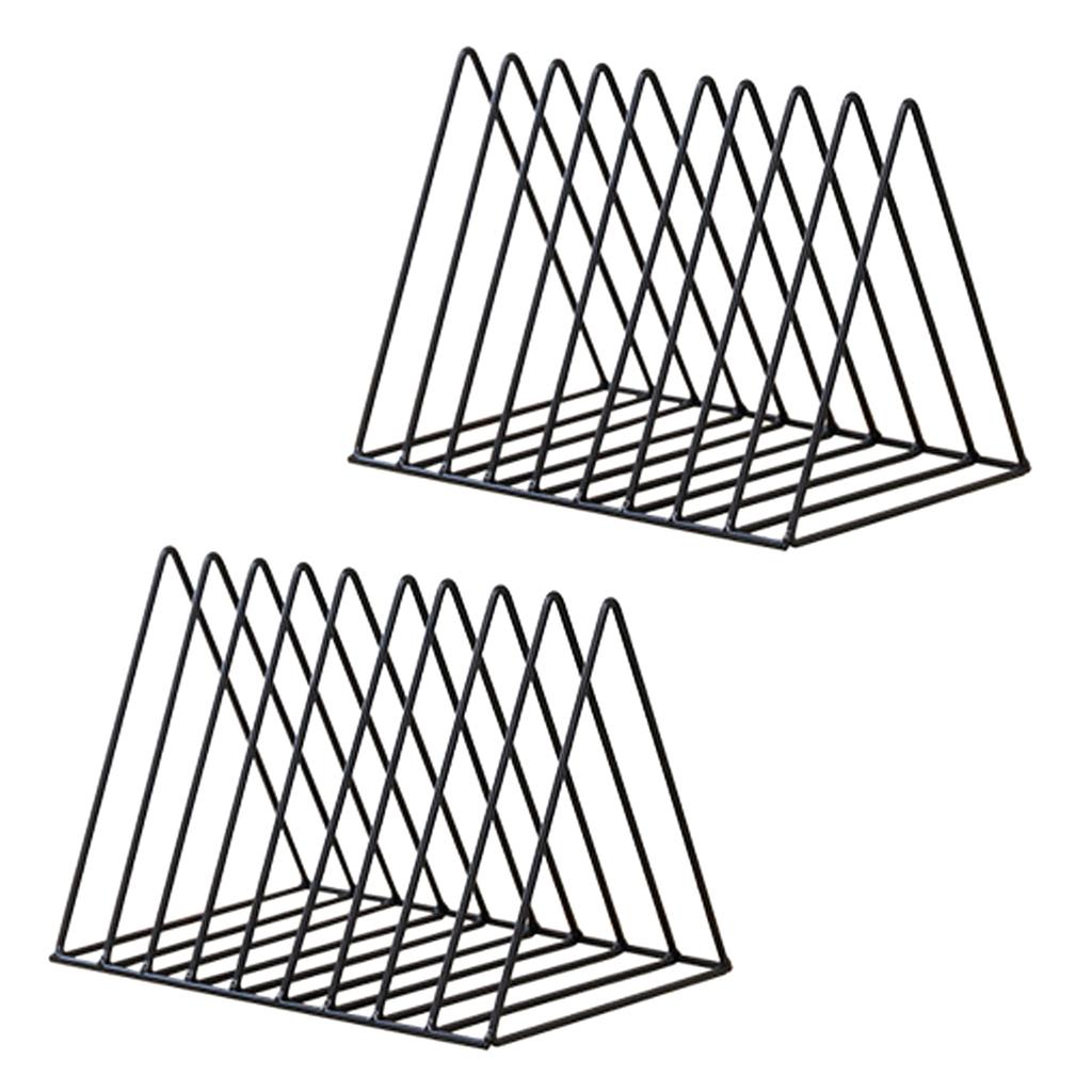 2x Metal Desk Book Holder Modern Minimalist Bookshelf for Home Office Black