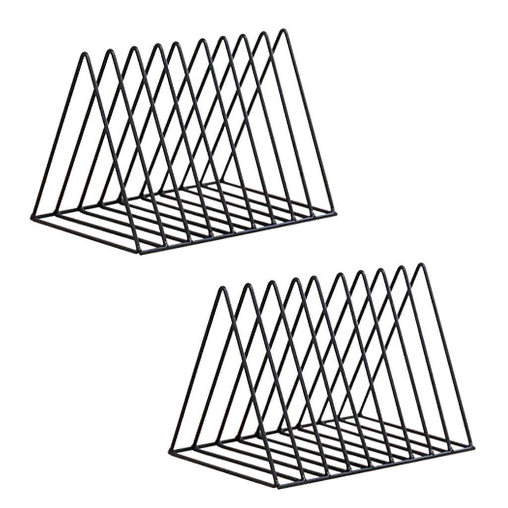 2x Metal Desk Book Holder Modern Minimalist Bookshelf for Home Office Black