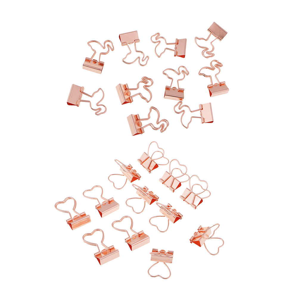 22 Pieces Metal Foldback Binder Clips School Office Paper Clips Rose gold