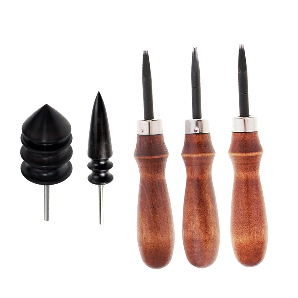 3pcs Leathercraft Edge Beveler Skiving Craft Tool with 2pcs Grinding Head