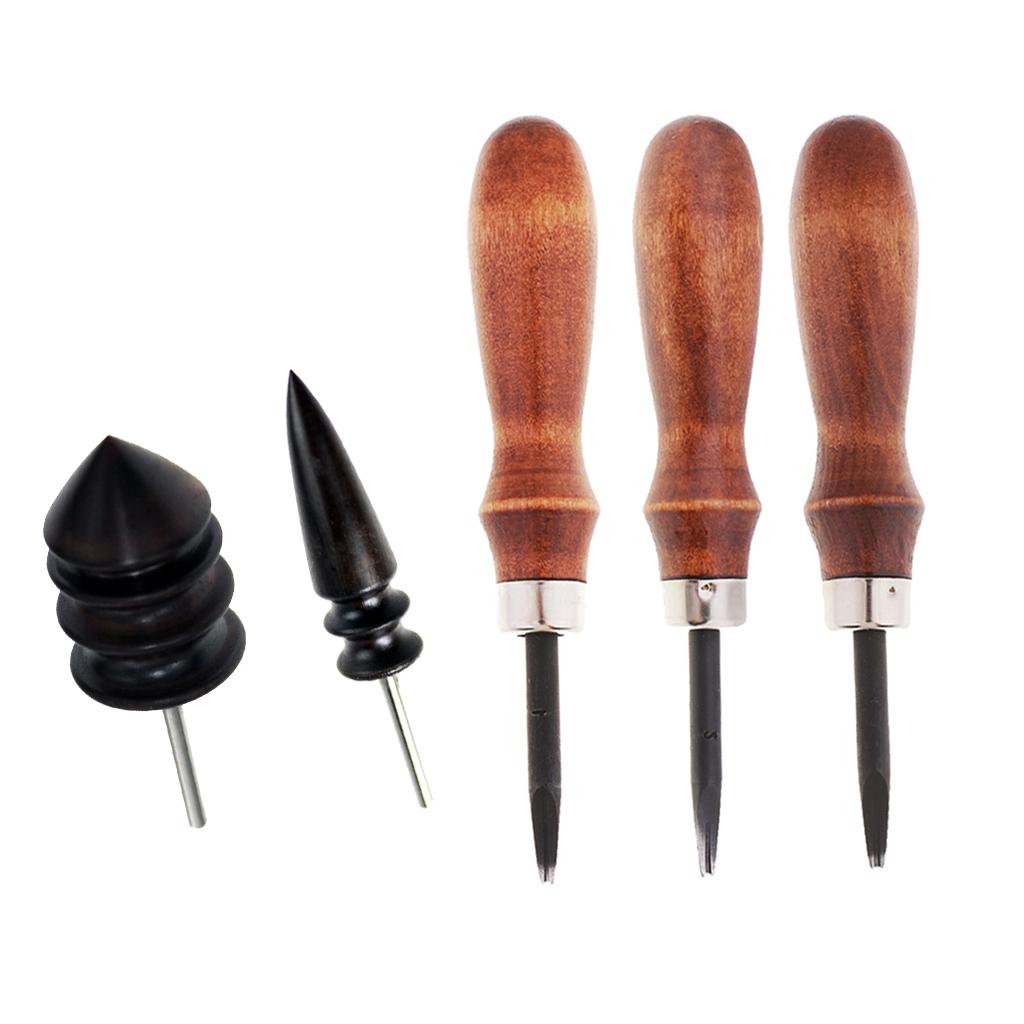 3pcs Leathercraft Edge Beveler Skiving Craft Tool with 2pcs Grinding Head