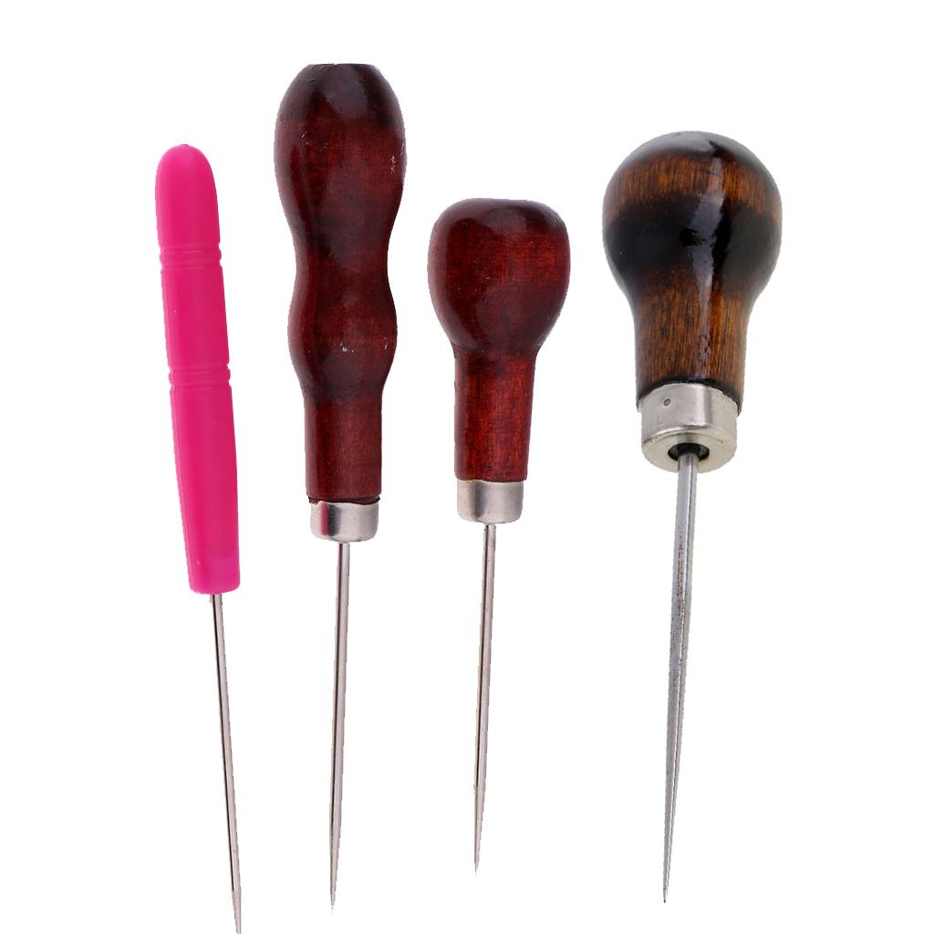 4Pcs/lot Leather Craft Awl Sewing Punching Hole Pin Stitching Tool