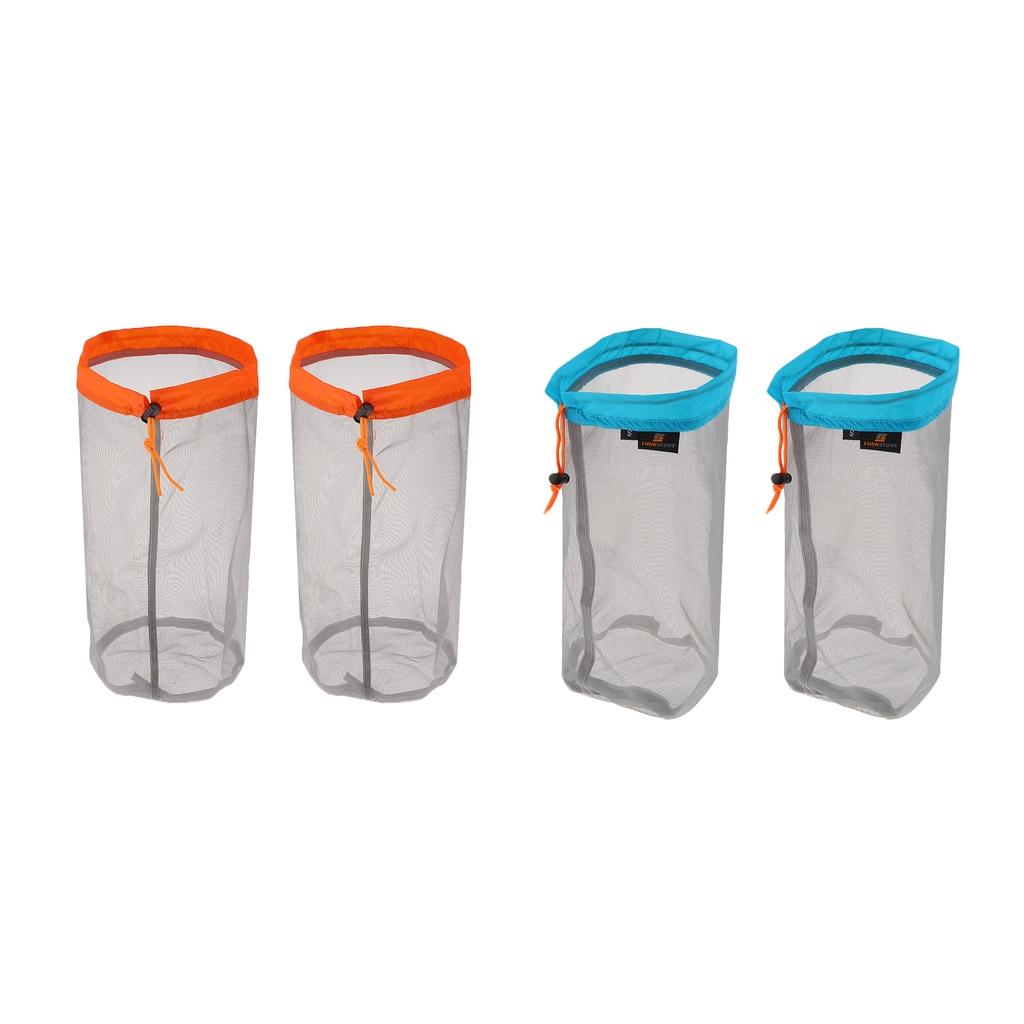 4 Pieces Ultra-light Mesh Stuff Sack Storage Bag for Travel Camping M + S