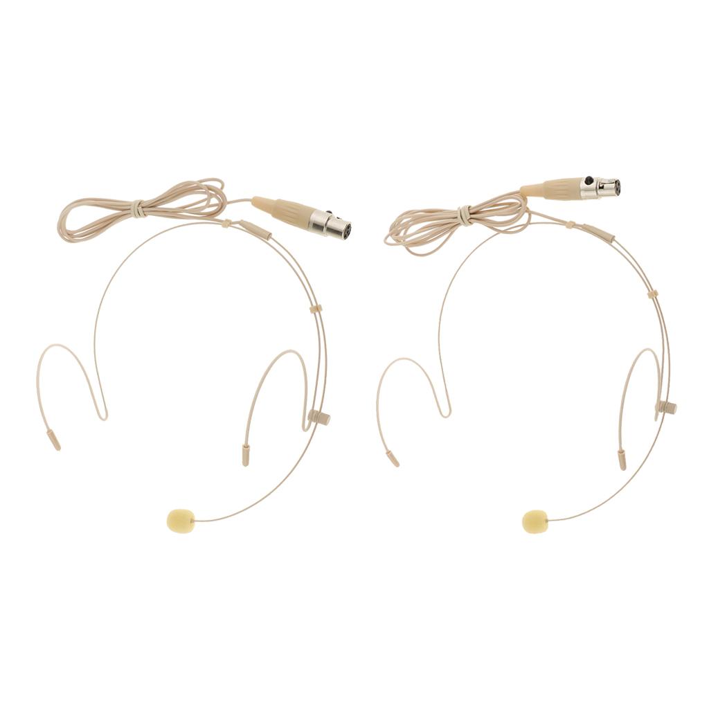 2pcs Mini Wired Headset Headworn Microphone Condenser Mic for Tour Guide