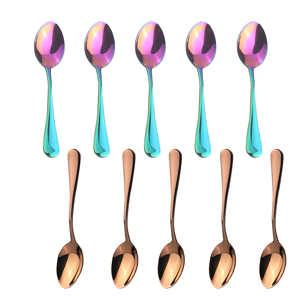 10x Stainless Steel Cutlery Table Dinner Soup Tea Spoon Colorful Rose Gold