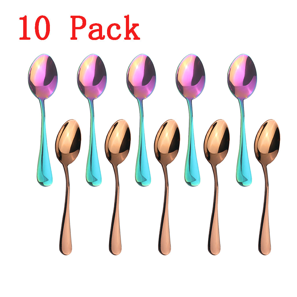 10x Stainless Steel Cutlery Table Dinner Soup Tea Spoon Colorful Rose Gold