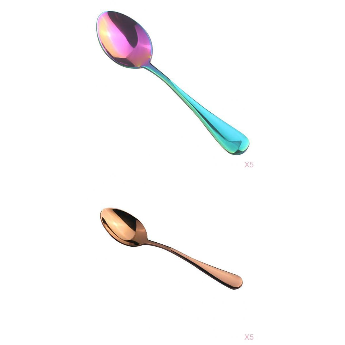 10x Stainless Steel Cutlery Table Dinner Soup Tea Spoon Colorful Rose Gold