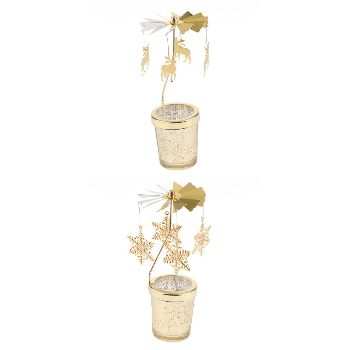 2PCS Romantic Rotating Candle Holder Stand Tealight Candlesticks