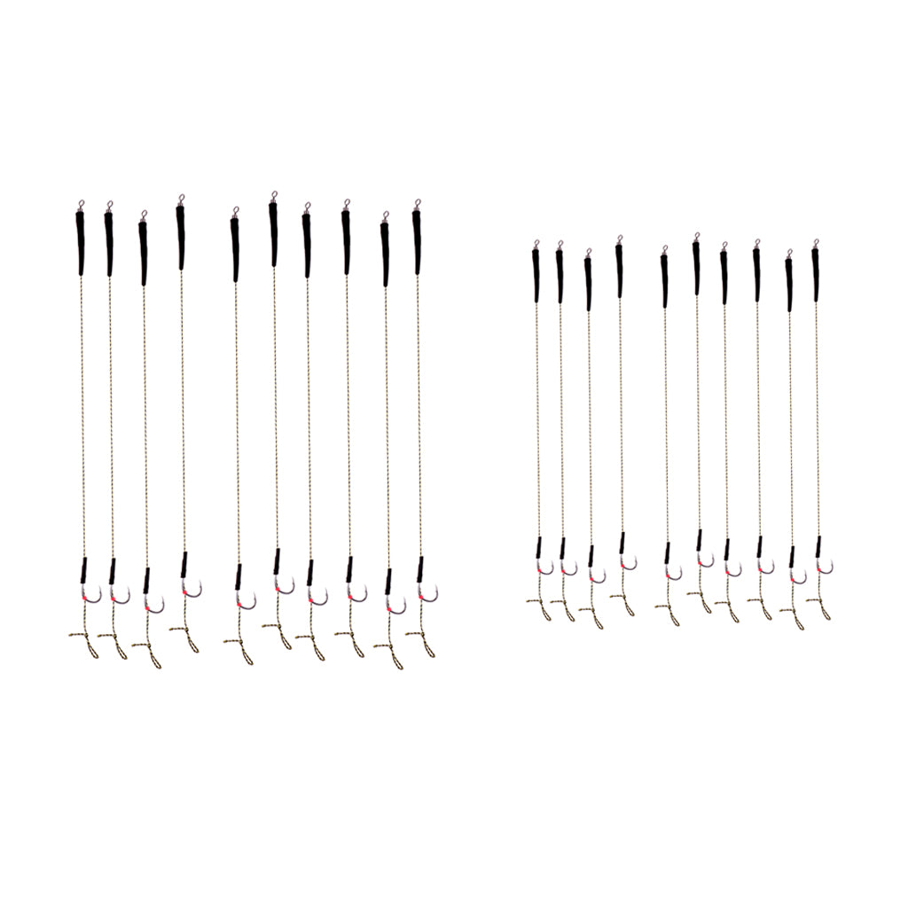 20pcs Carp Fishing Hair Rigs with Barbless Hooks Hand Tied Braided Thread