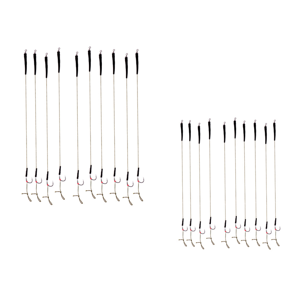20pcs Carp Fishing Hair Rigs with Barbless Hooks Hand Tied Braided Thread
