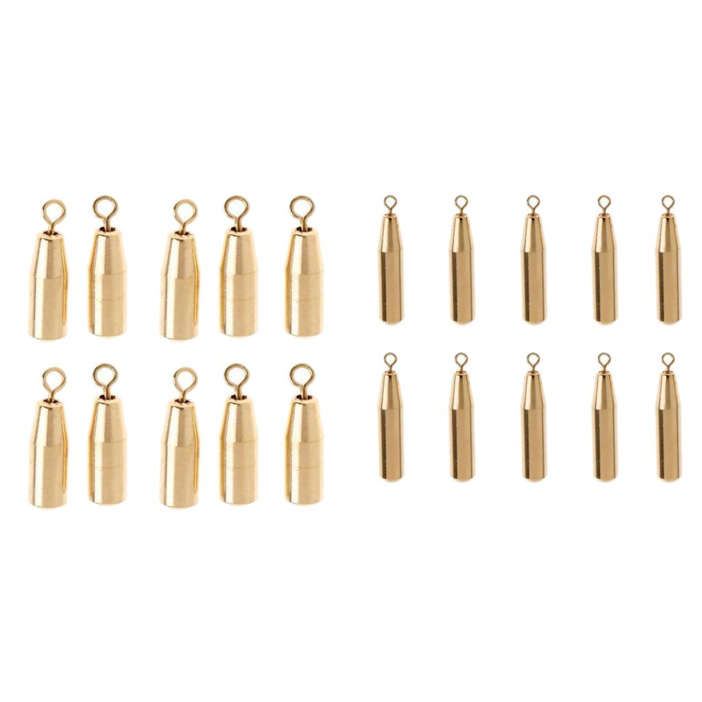 20pcs Fishing Brass Sinker Drop Shot Slider Weights Finesse Sinker Tackle