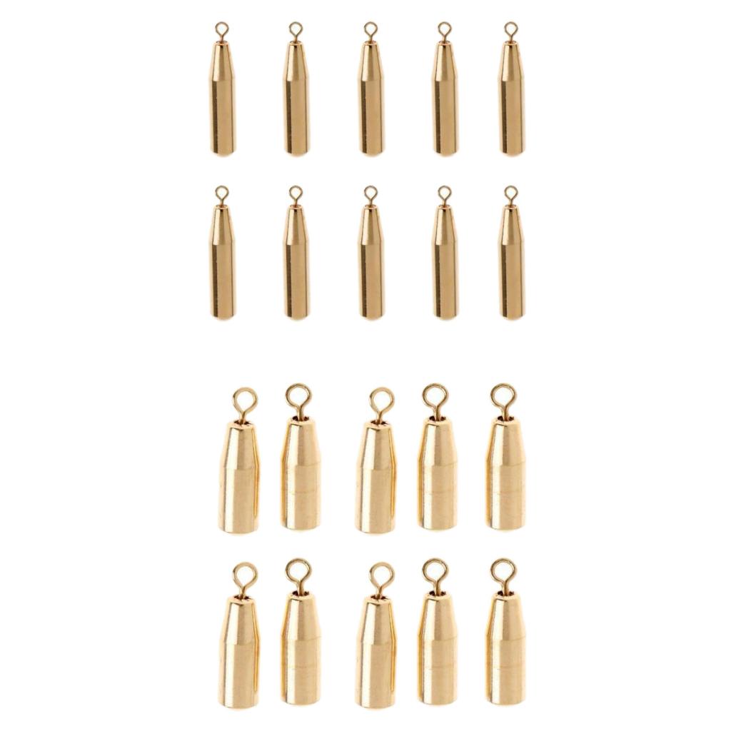 20pcs Fishing Brass Sinker Drop Shot Slider Weights Finesse Sinker Tackle