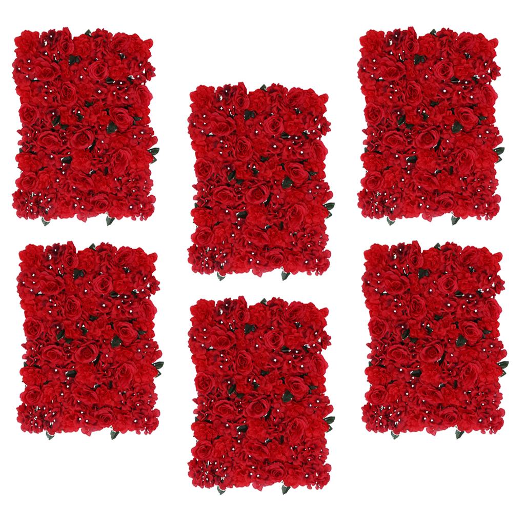 6pcs Artificial Flower Wall Wedding Venue Flower Pillar Main Road Decor Red