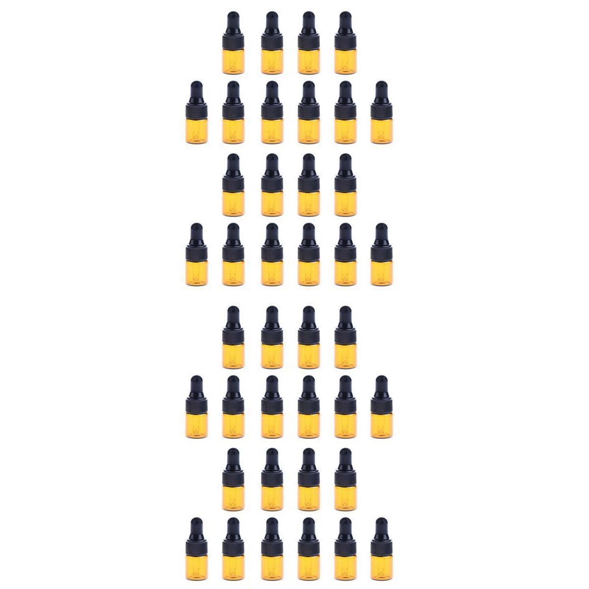 40 Pieces Mini Refillable Glass Dropper Bottle for Essential Oils 1ml 3ml