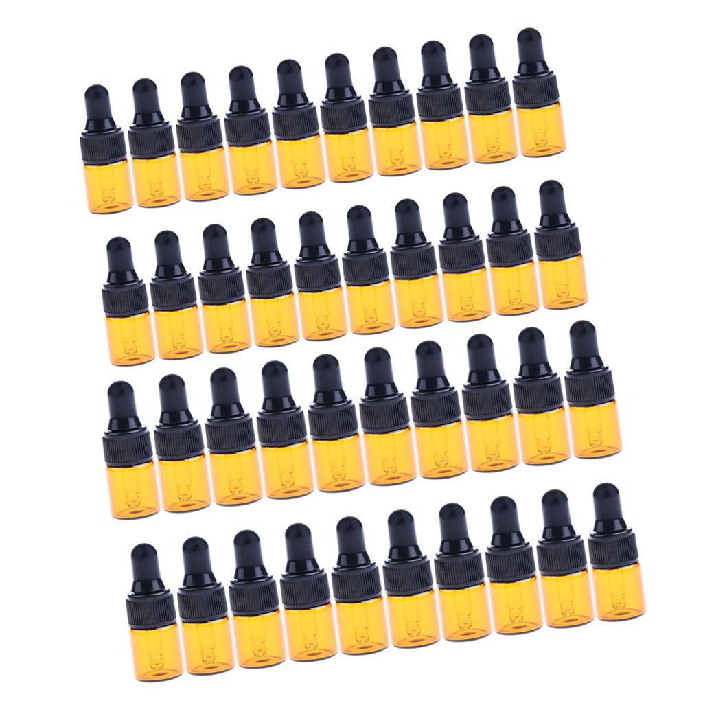 40 Pieces Mini Refillable Glass Dropper Bottle for Essential Oils 1ml 3ml