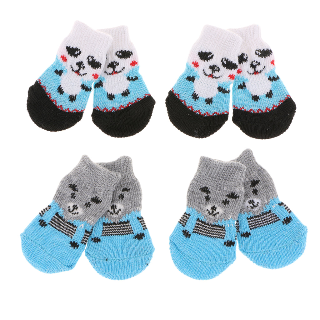 8x Pet Dog Socks Dog Floor Grip Socks Shoes Boots Non Slip Protector Socks S