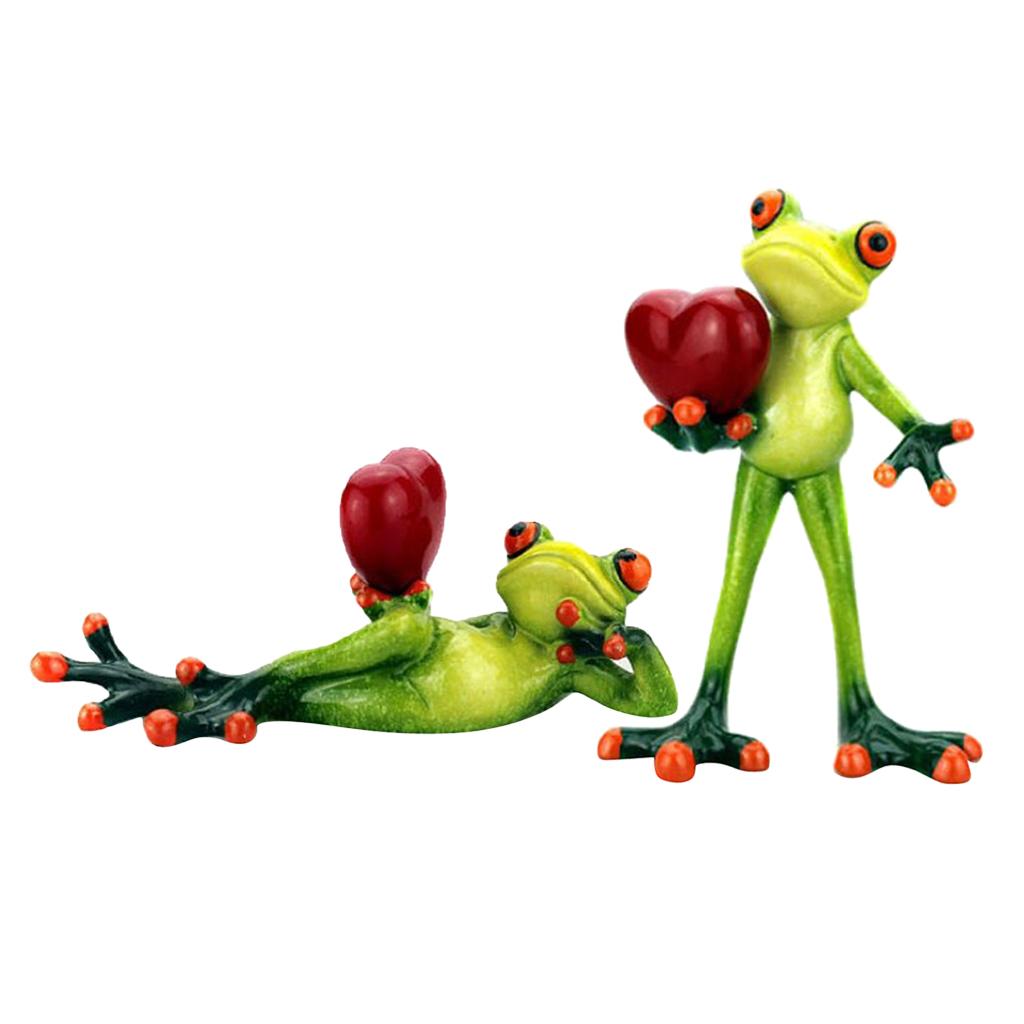 2x Resin 3D Craft Frog Figurine Office Desktop Decoration Collectible Gift