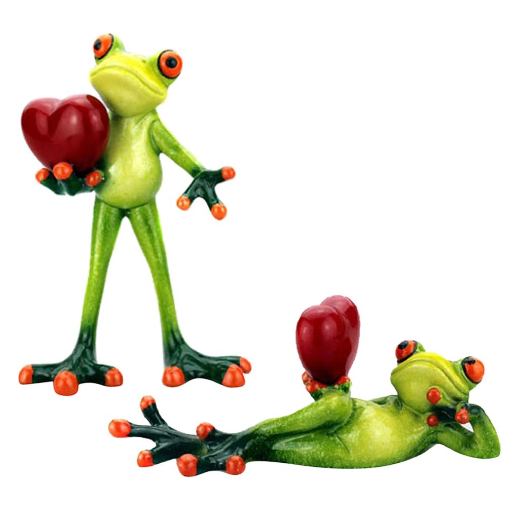 2x Resin 3D Craft Frog Figurine Office Desktop Decoration Collectible Gift