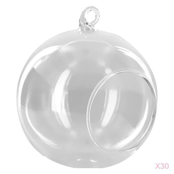 30x Dia. 4 Inch Clear Glass Hanging Vase Bottle for Plant Flower Decorations