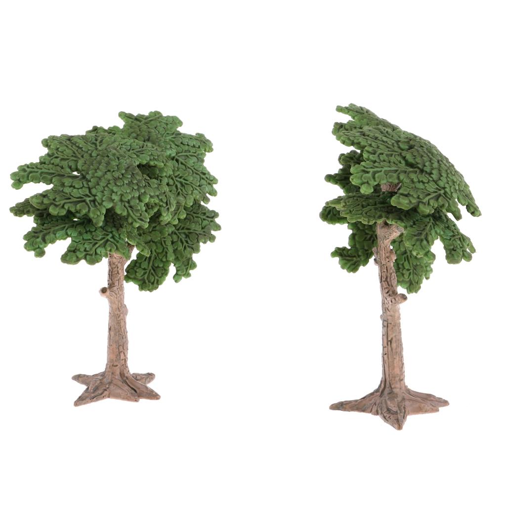 2 Pieces 10cm Pine Tree Model Cypress for Landscape Diorama Scenery Green