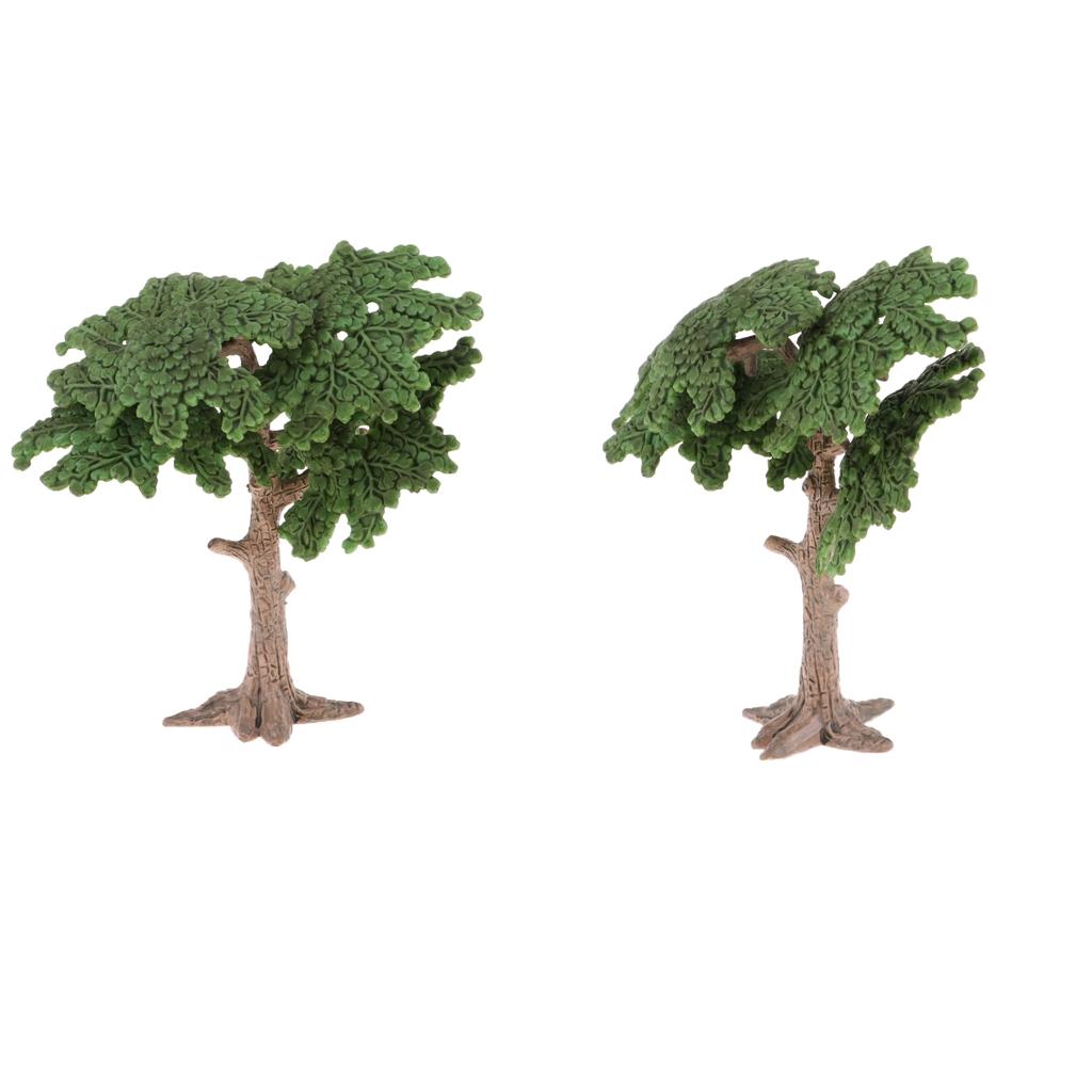2 Pieces 10cm Pine Tree Model Cypress for Landscape Diorama Scenery Green