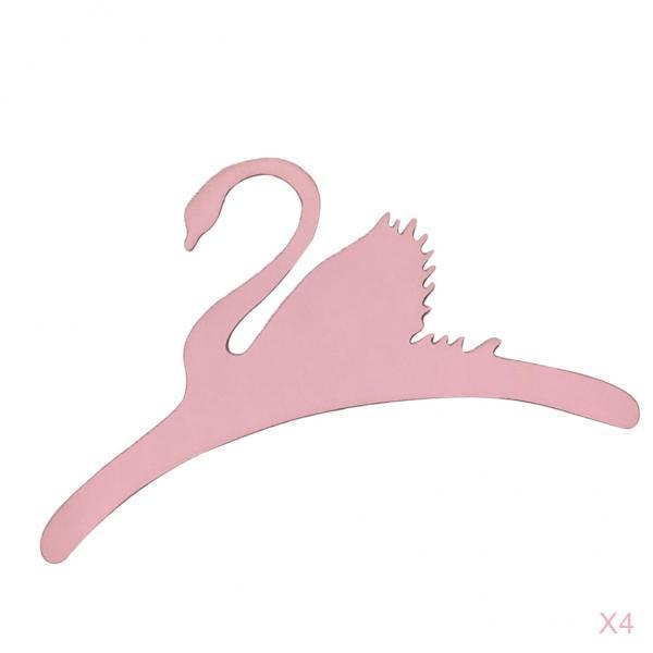 4x Sweet Swan Wooden Coat Clothes Hanger Baby Kids Room Nursery Decor Pink