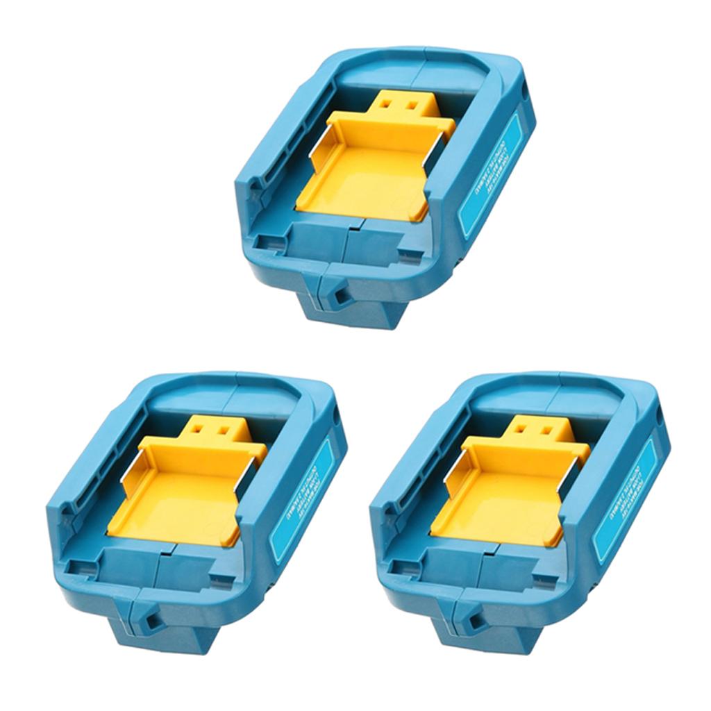 3x Battery USB Adapter for 14.4V 18V Batteries Charger Adapter Blue