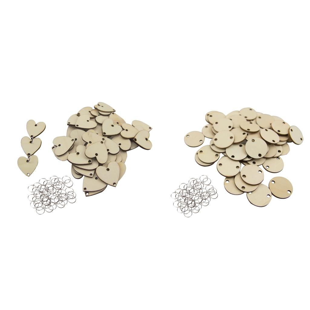 100pcs Plain Blank Solid Round Wooden Chips Circles Discs Board Tag Craft