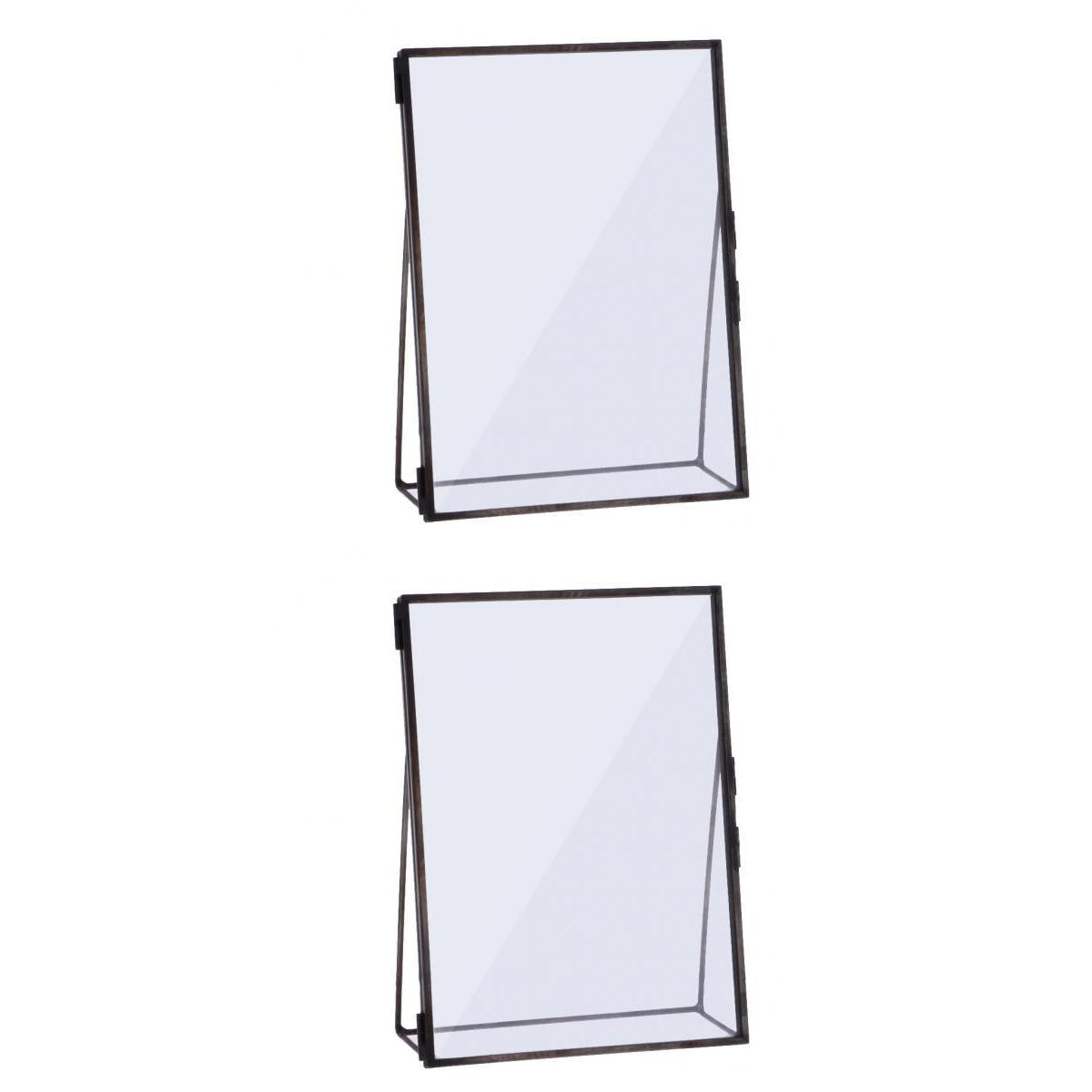 2pcs Antique Freestanding Brass Glass Picture Photo Frame Portrait