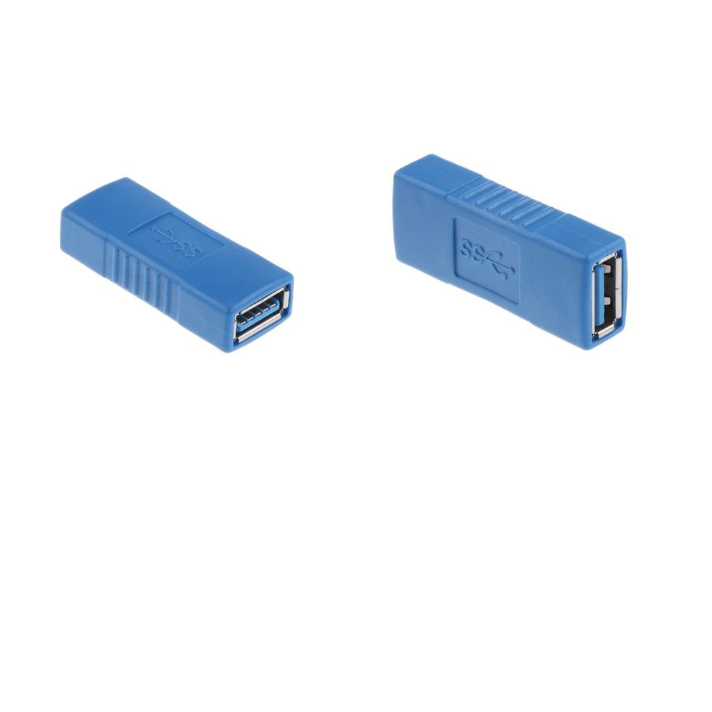 2Pcs Type A Female To Female USB 3.0 Adapter Coupler Changer Connector Blue