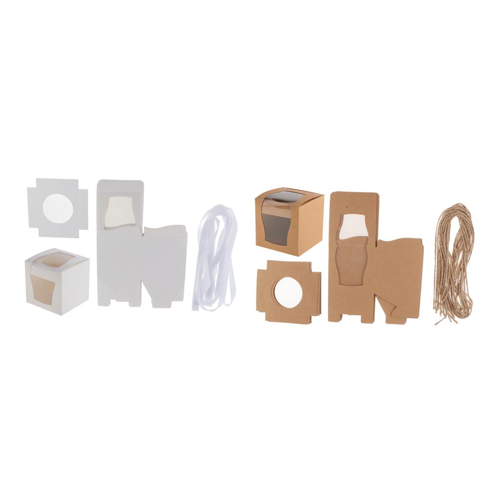 24 Pieces Kraft Paper Cake Cupcake Box Bakery Wedding Favor White and Brown