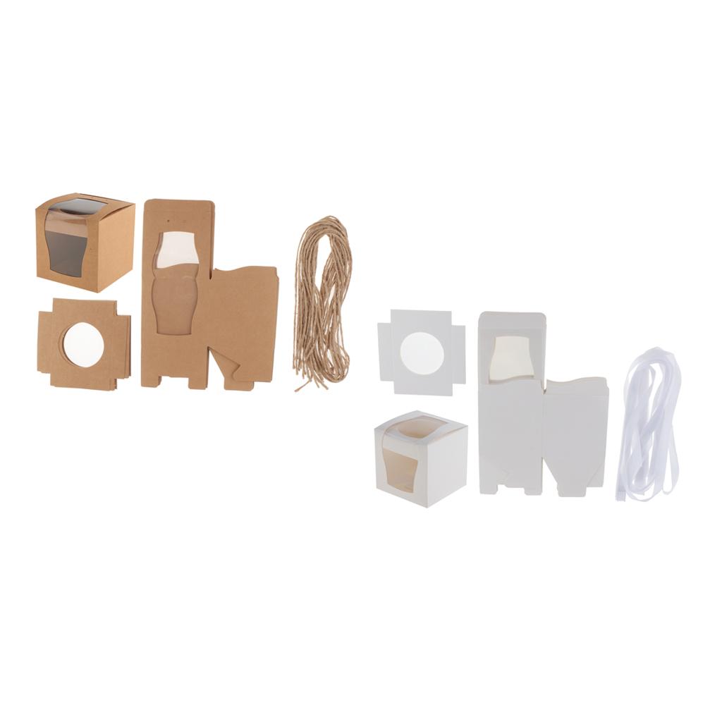 24 Pieces Kraft Paper Cake Cupcake Box Bakery Wedding Favor White and Brown