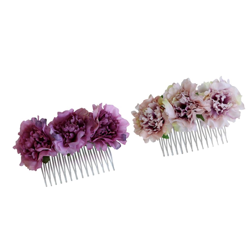 2 Pieces Carnation Flower Comb Clip Stylish Hair Pins Wedding Accessories