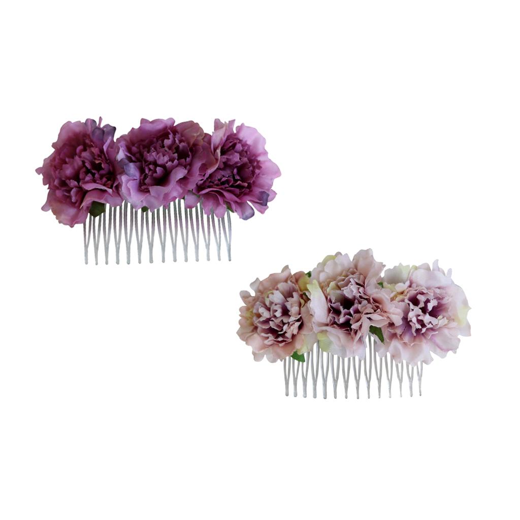 2 Pieces Carnation Flower Comb Clip Stylish Hair Pins Wedding Accessories