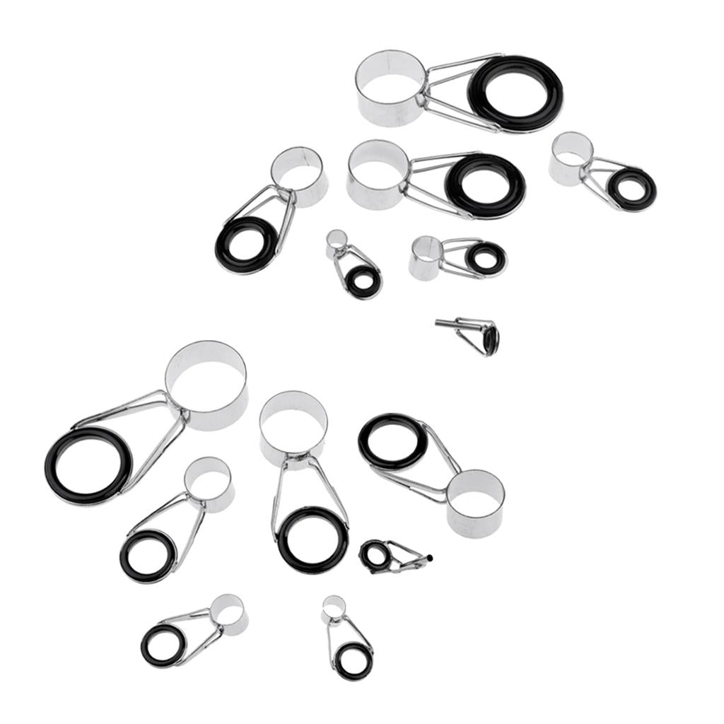 14Pcs Ceramic Ring Eyes Fishing Rod Tip Guides Free Stainless Steel Frame