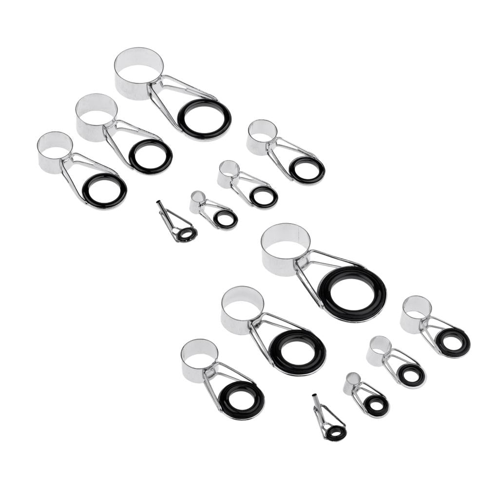 14Pcs Ceramic Ring Eyes Fishing Rod Tip Guides Free Stainless Steel Frame