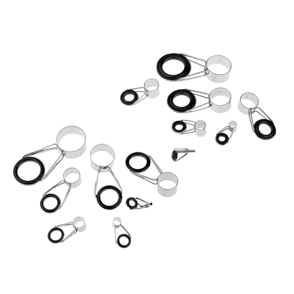 14Pcs Ceramic Ring Eyes Fishing Rod Tip Guides Free Stainless Steel Frame