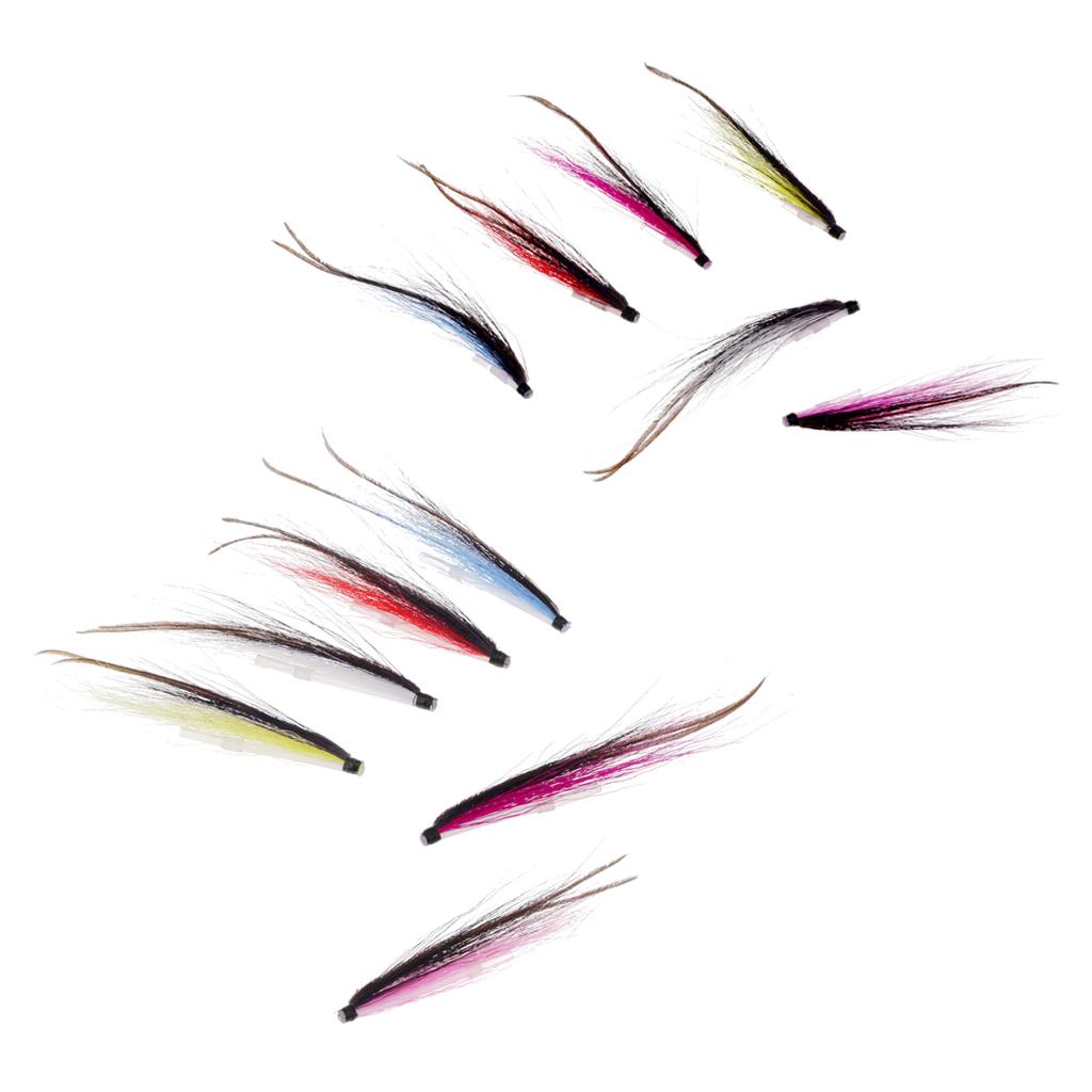 12Pcs Tube Fly Fishing Mini Sunray Shadow Riffle Hitch Salmon Flies