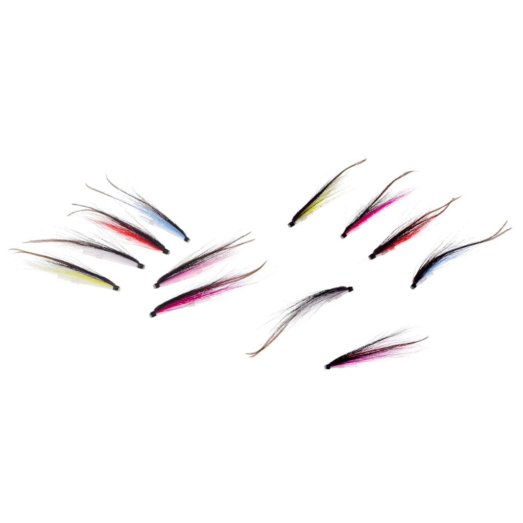 12Pcs Tube Fly Fishing Mini Sunray Shadow Riffle Hitch Salmon Flies