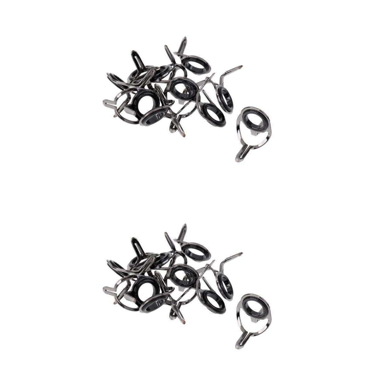 20Pcs Ceramic Eye Rings Fishing Rod Guides Tips Stainless Steel Frame