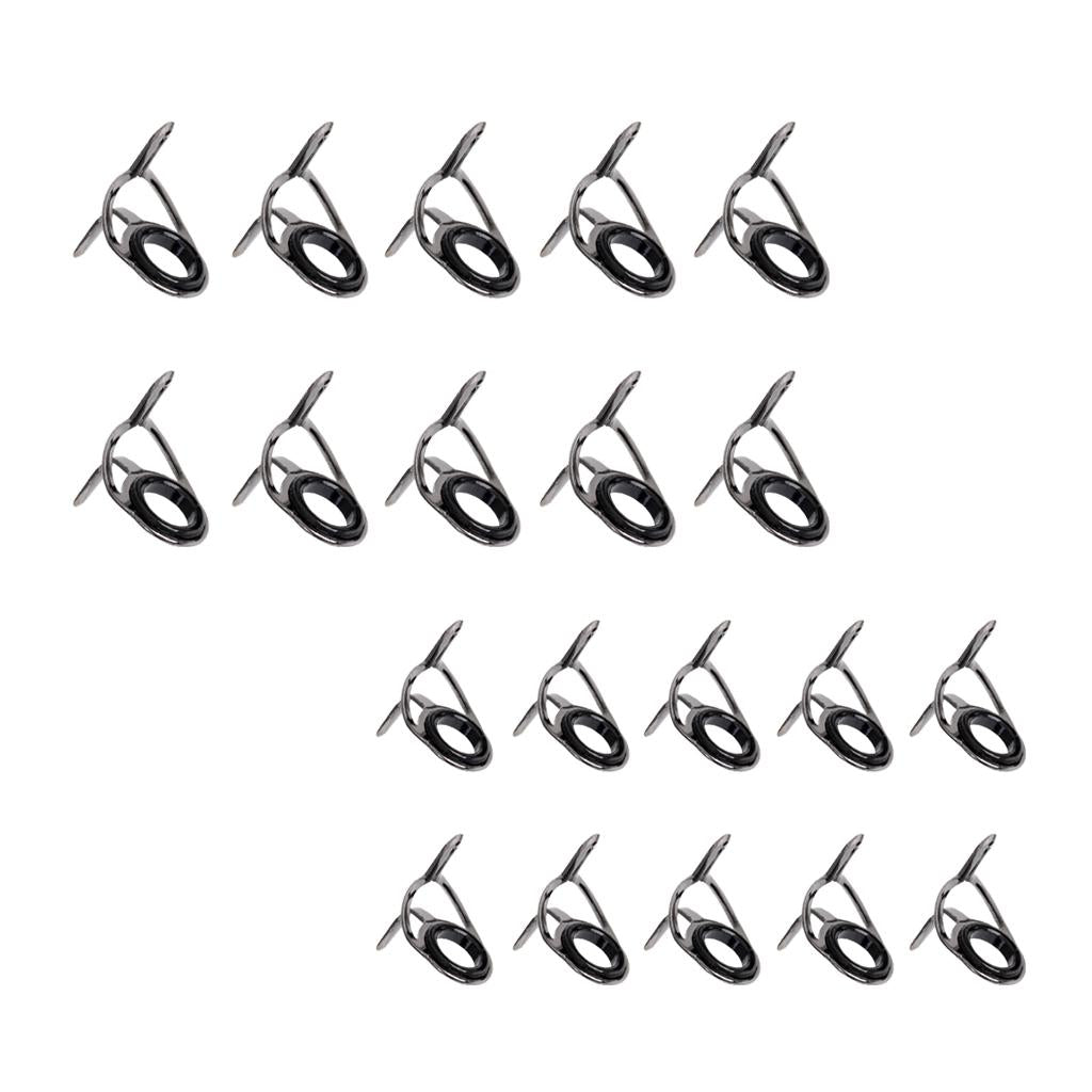 20Pcs Ceramic Eye Rings Fishing Rod Guides Tips Stainless Steel Frame