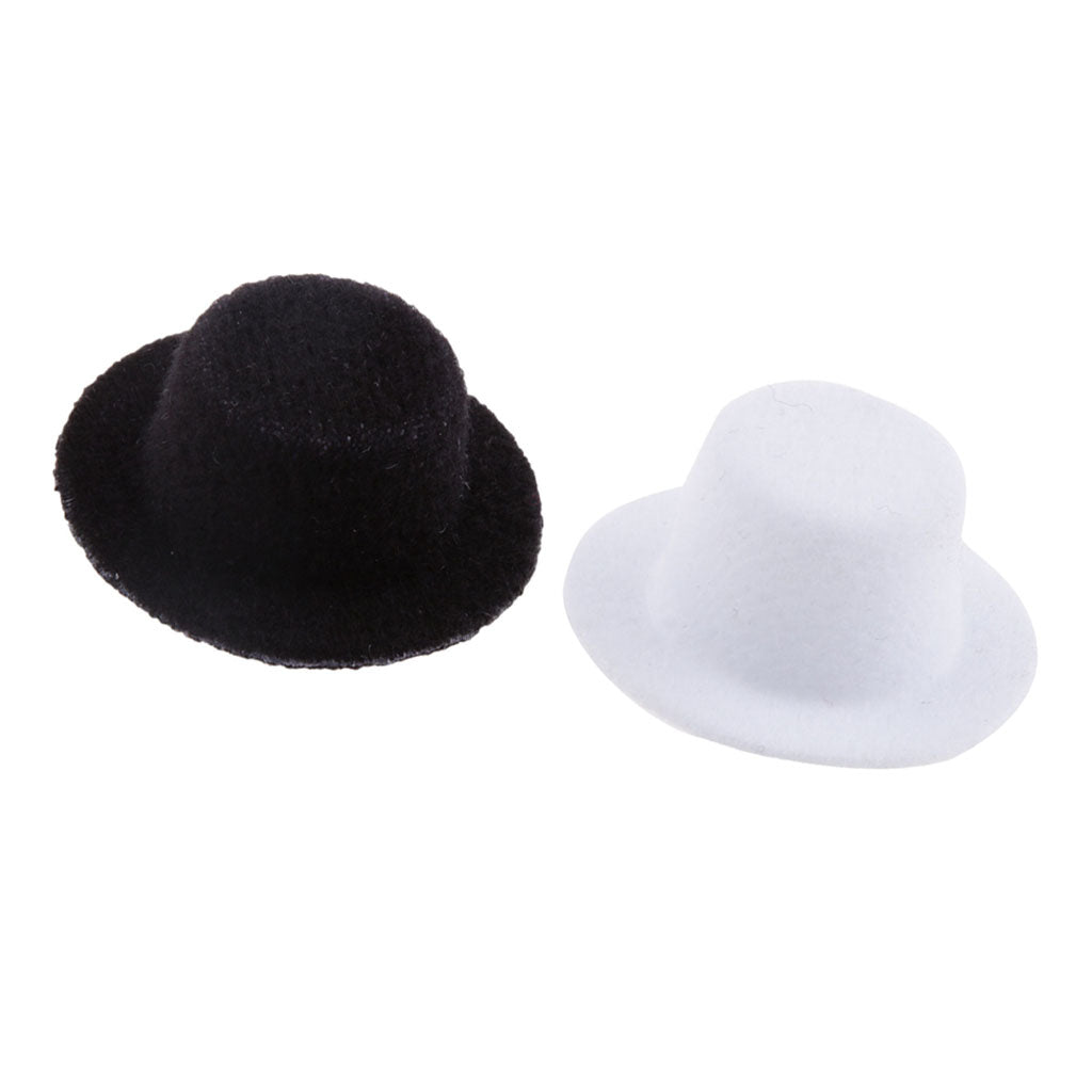 2 Pieces 1:12 Scale Dollhouse Miniature Bowler Doll Hat Kids Prented Toys